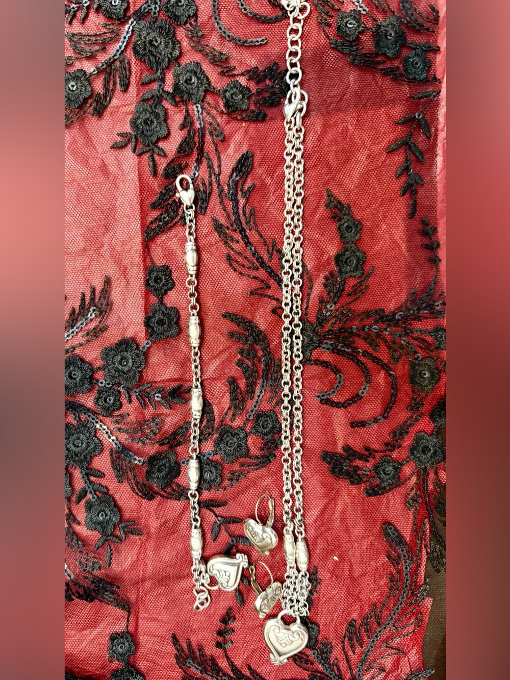 Vintage Brighton Blair Heart Necklace, Bracelet and Earrings  Set in Silver